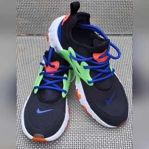 Black Nike React Presto Black and Green Nebula With Royal Blue Sneakers Size 5Y